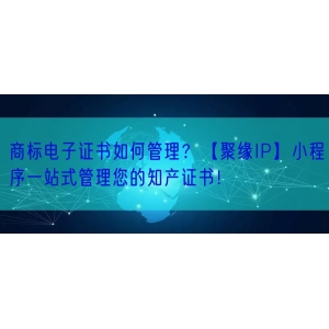 商标电子证书如何管理？【聚缘IP】小程序一站式管理您的知产证书！